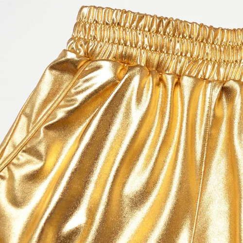 Vista 3 de Perfashion Pantalones cortos metálicos para niñas, pantalones y gafas de sol brillantes para fiestas