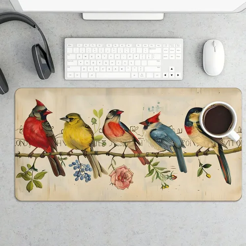 Vista 14 de Large Mouse Pad Beach Flamingos Palm Trees Rubber Base Keyboard Long Gaming Mouse pad Desk Mat Waterproof Non-Slip Protector Laptop Pads for Work