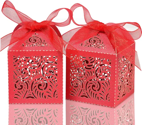 Vista 7 de COTOPHER 60 cajas de recuerdo cortadas con láser, caja de regalo pequeña de 2 x 2 x 2.75 pulgadas para regalos, recuerdos de fiesta de boda