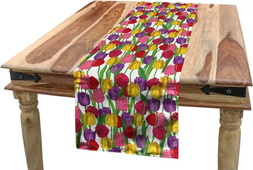 Vista 15 de Lunarable Camino de mesa tropical y manteles individuales, acuarela tucán loro flamenco piñas y flores silvestres sobre rombo, juego para decoración