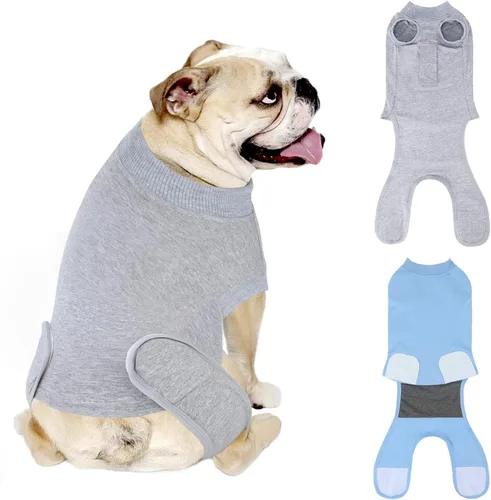 Vista 10 de Paquete de 2 unidades de algodón transpirable para perros de recuperación para después de esterilizar heridas abdominales, protectores profesionales