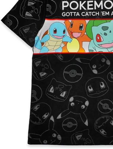 Vista 3 de Pokemon Camisetas para Niños Gris Verde O Negro Top Pikachu Squirtle Bulbasaur Charmander