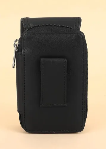 Vista 8 de Leatherboss - Estuche de cuero para cigarrillos con soporte para encendedor y bolsillo con cremallera (negro)