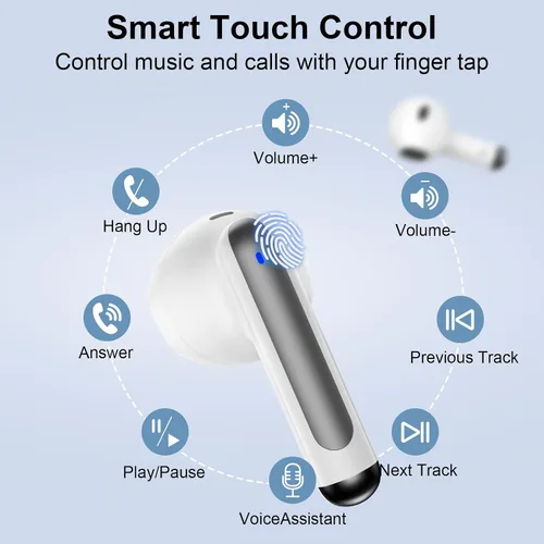 Vista 3 de Auriculares inalámbricos Bluetooth con graves profundos estéreo, auriculares Bluetooth de 60 horas con 4 micrófonos ENC con cancelación de ruido