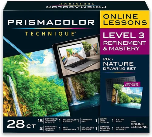 Vista 7 de Prismacolor Técnica, suministros de arte y lecciones de arte digital, juego de dibujo de naturaleza, nivel 3, aprende a dibujar con lápices