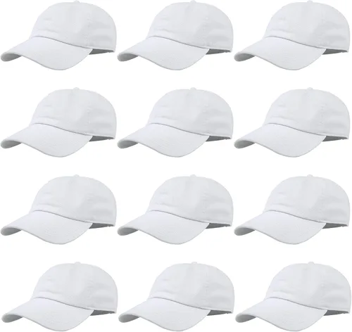 Vista 155 de Gelante Gorras de béisbol 100% algodón liso en blanco tamaño ajustable al por mayor a granel de 12