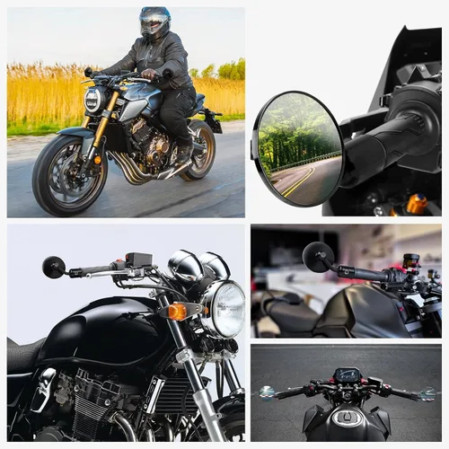Vista 8 de Espejos laterales redondos para motocicleta de 7/8" en el extremo del manillar, compatibles con motos de calle, Cafe Racer, motos deportivas