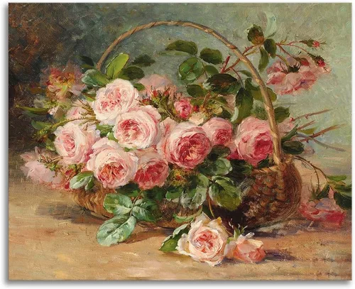 Vista 14 de Cuadro de flores para sala de estar, arte de pared floral azul y blanco sobre lienzo con detalles dorados para decoración de dormitorio gris, 32 x