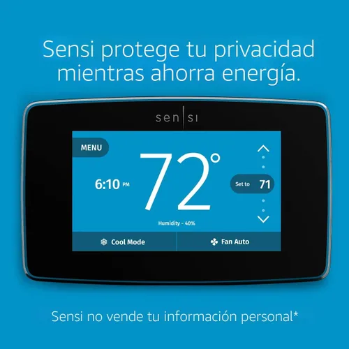 Vista 2 de Emerson Sensi Touch - Termostato inteligente Wi-Fi con pantalla táctil a color, funciona con Alexa, certificado Energy Star, requiere cable C, ST75