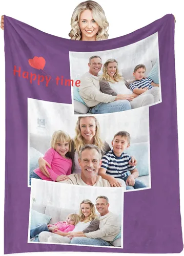 Vista 15 de Manta personalizada con fotos, texto, fotos personalizadas, mantas para adultos y niños, cumpleaños familiar, 1 foto, 50 x 40 pulgadas