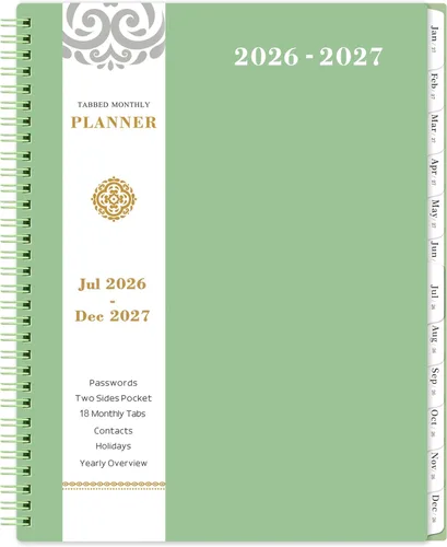 Vista 15 de Agenda mensual 2026 - Agenda 2026, agenda de enero 2026 a diciembre 2026, calendario mensual de 12 meses con pestañas y bolsillo, etiquetas