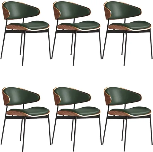 Vista 14 de YVYKFZD Juego de sillas de comedor de mediados de siglo, silla de comedor con respaldo curvado y patas de metal, sillas de cocina tapizadas de Negro