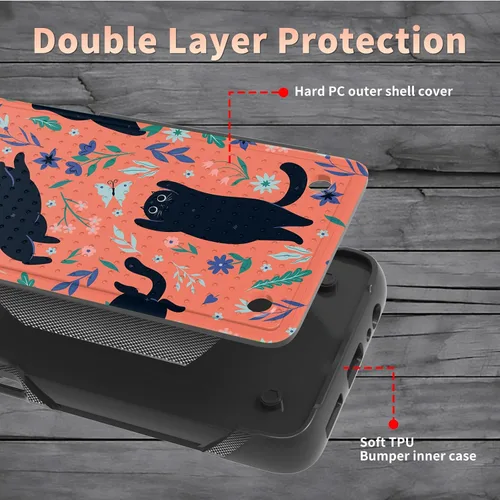 Vista 2 de Funda para Samsung Galaxy A13/A04/A04S/A23/A32 5G con protector de pantalla, parte trasera texturizada de policarbonato duro, diseño de flores