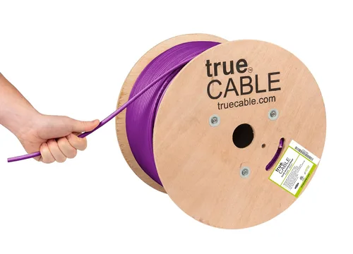 Vista 10 de TRUE CABLE Cable Ethernet a granel de elevación blindada Cat6 (CMR), 1000 pies, negro, cobre desnudo sólido 23 AWG, 550 MHz, escudo total de papel