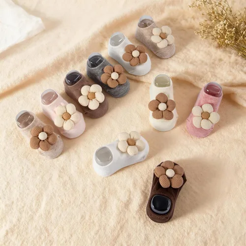 Vista 3 de Calcetines de algodón con agarre antideslizante para bebés, bebés, niñas, regalos para niñas