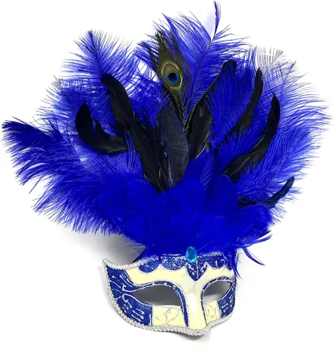 Vista 2 de STORM BUY Máscara veneciana de plumas para mujeres y niñas, para Halloween, boda, Mardi Gras, para fiesta, baile de graduación