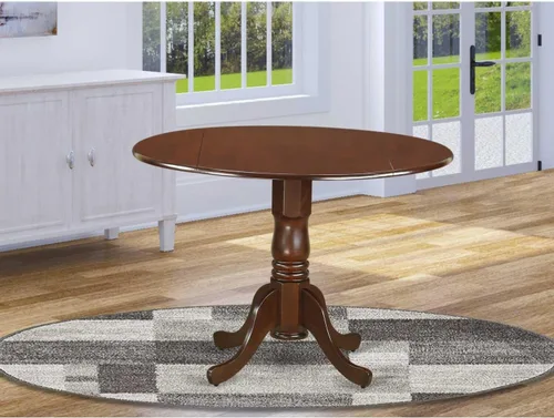 Vista 44 de HomeStock Mesa de comedor redonda de madera, mesa de cocina resistente para espacios pequeños, color negro y cereza/36 pulgadas sin gotas