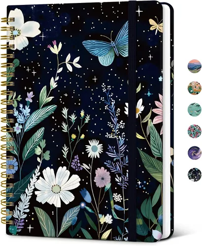 Vista 27 de Taja Cuaderno de Diario en Espiral con Líneas para Mujeres, A5 Lindo Cuaderno de Tapa Dura con Rayas Universitarias para Trabajo y Toma de Notas