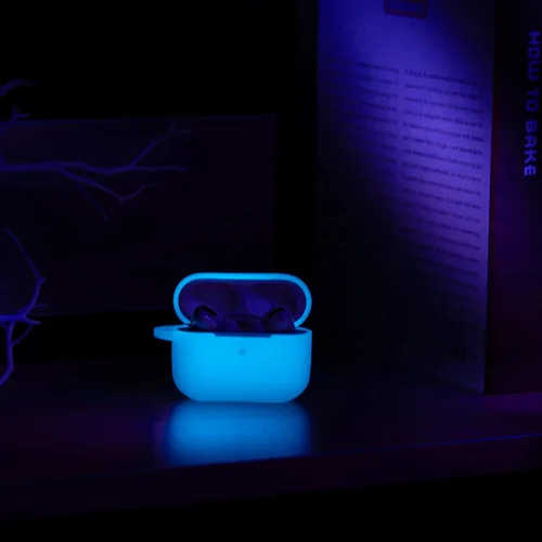 Vista 3 de Funda de silicona compatible con Apple AirPods Pro, funda protectora con mosquetón para AirPods 3 (luz de LED frontal visible)