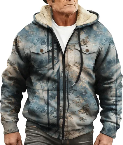 Vista 16 de LIZALIG Sudadera con capucha y cremallera para hombre, con forro polar grueso, abrigo de moda de otoño, abrigo cálido de invierno