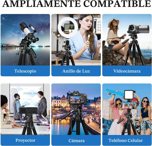 Vista 5 de JOILCAN Trípodes para cámara, trípode de 74 pulgadas para grabación de video, cámaras de alta resistencia, trípode DSLR de viaje profesional, Negro