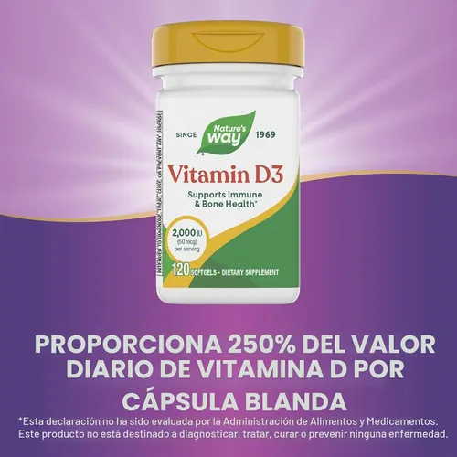 Vista 4 de Nature's Way, D3 2000 IU, vitaminas, 15590, 120, 1, 1