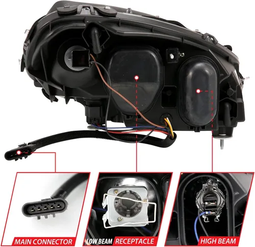 Vista 3 de ANZO (121553) 2005-2013 Chevy Corvette Proyector estilo tablón Switchback H.L. Negro ámbar