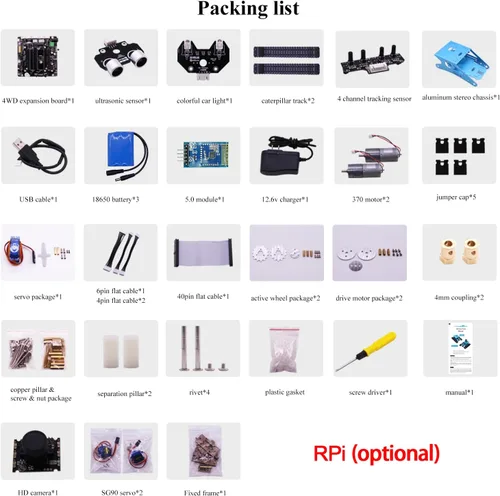 Vista 9 de Yahboom Kit de robot AI para chasis de tanque para Raspberry Pi 4B, kit de inicio de cámara Python, proyecto de ciencia electrónica programable DIY