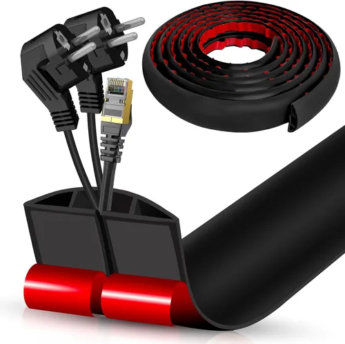 Vista 115 de Cubierta autoadhesiva para cables de suelo, gestión de cables de 3.3 pies, protector de tira de extensión para cables, evita tropiezos de cables