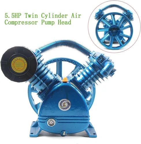 Vista 2 de Cabezal de bomba 175PSI 5.5HP Cabezal de bomba de compresor de aire de doble cilindro, 21CFM Tipo V Doble etapa Universal de bajo consumo de energía