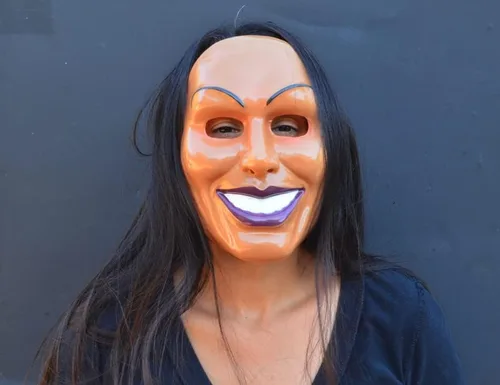Vista 5 de Acid Tactical Máscara espeluznante de la purga de la cara sonriente de Halloween (mujer)