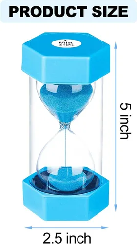 Vista 6 de Reloj de arena de 1 minuto,Reloj de arena colorido 1 minuto,Pequeño reloj de arena azul un minuto,Reloj de arena de plástico para niños