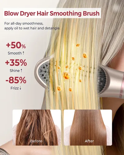 Vista 6 de UKLISS - Estilizador de cabello de aire caliente 6 en 1 con secador de pelo de alta velocidad de 110,000 rpm, cepillo de secado automático redondo