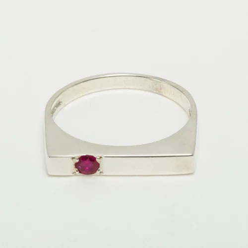Vista 5 de Anillo solitario de plata de ley 925 con rubí auténtico para hombre