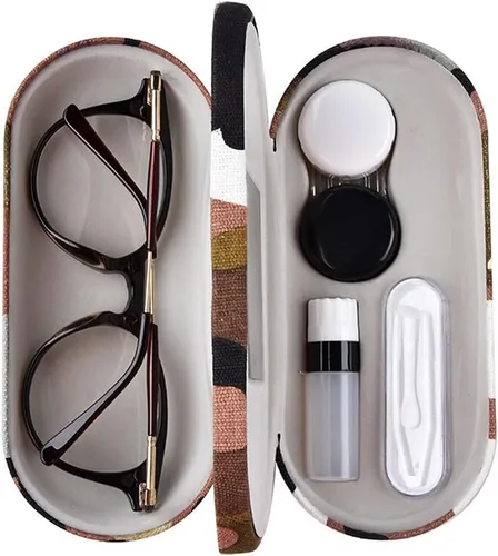 Vista 3 de Kanasi Estuche para lentes de contacto con removedor de pinzas de espejo, estuche doble para anteojos 2 en 1, caja de lentes de contacto portátil