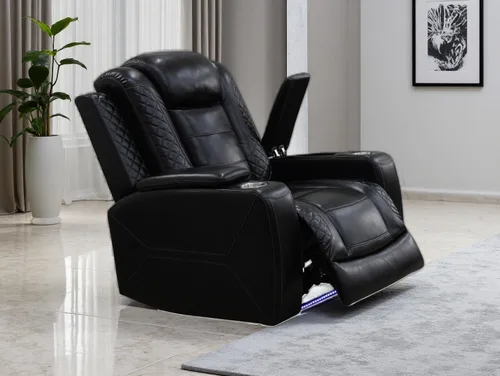 Vista 32 de Juego de sofás reclinables eléctricos, juegos de muebles de sala de estar, sofá reclinable eléctrico moderno negro, sofá biplaza y silla