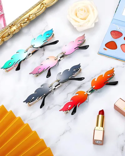 Vista 7 de 8 pares de gafas de sol con llama de fuego sin llanta gafas de sol divertidas novedosas gafas de sol para fiestas para mujeres y hombres