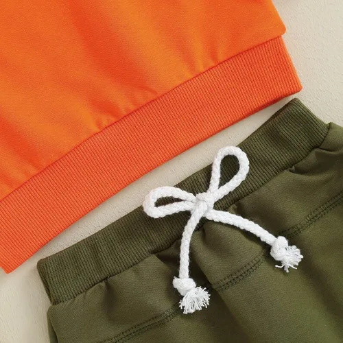 Vista 6 de Conjunto de sudadera larga con cuello redondo y pantalones deportivos para recién nacido, para otoño e invierno