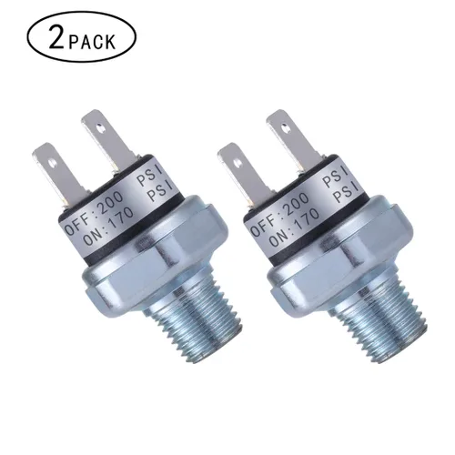 Vista 2 de Interruptor de Presión de Aire 170-200 PSI Interruptor de Presión 1/4"-18 NPT CC 24V 12V Interruptor de Presión del Compresor de Aire Interruptor