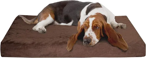 Vista 6 de PETMAKER Cama ortopédica para perros de espuma viscoelástica de 2 capas, funda lavable a máquina, 37 x 24 pulgadas, hasta 65 libras, color marrón