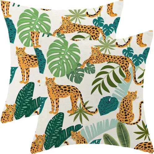 Vista 12 de Fundas de Almohada de Antílope 16x16 Paquete de 2, Fundas de Almohada Decorativas con Estampado de Piel de Animal Azul Marino, Fundas de Almohada