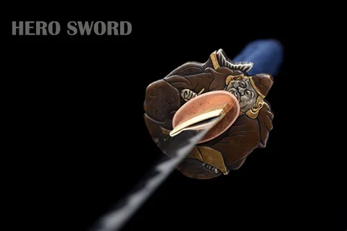 Vista 7 de Arcilla de acero plegada totalmente hecha a mano templada manual de molienda avanzada Wakizashi Maquinilla de afeitar de espiga completa afilada