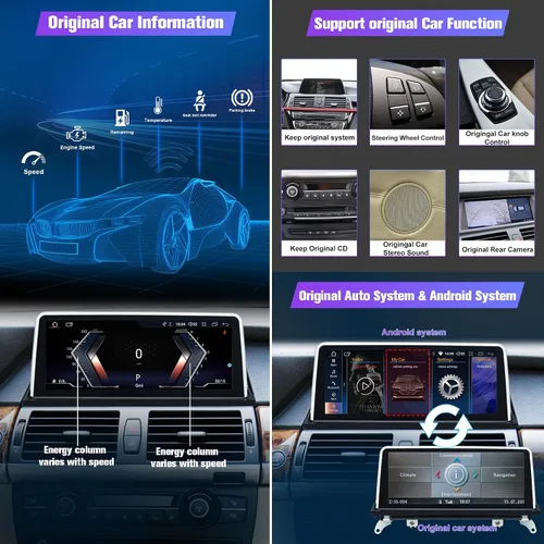 Vista 6 de Estéreo para E70 E71: 64G Estéreo de coche con Bluetooth Apple Carplay para BMW E70 E71 CCC 2007-2010, pantalla táctil del mercado de accesorios