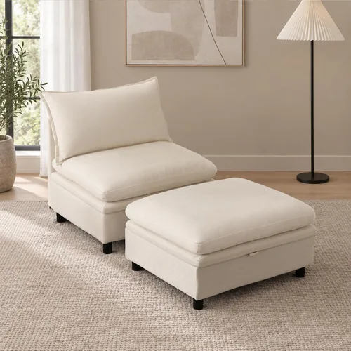 Vista 18 de Sofá modular modular de 113.4 pulgadas con otomana de almacenamiento Gris
