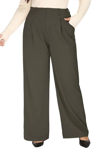 Vista 10 de Pantalones de vestir de pierna ancha de talla extragrande 1X-5X para mujer