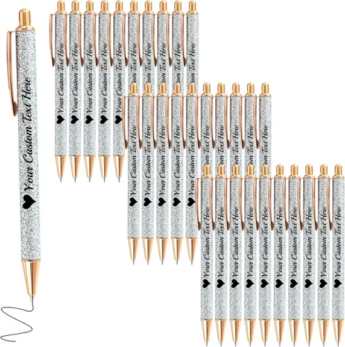 Vista 45 de Bolígrafos de purpurina personalizados con nombre impreso, bolígrafo personalizado con barril de metal, retráctil, bonito y elegante, regalos