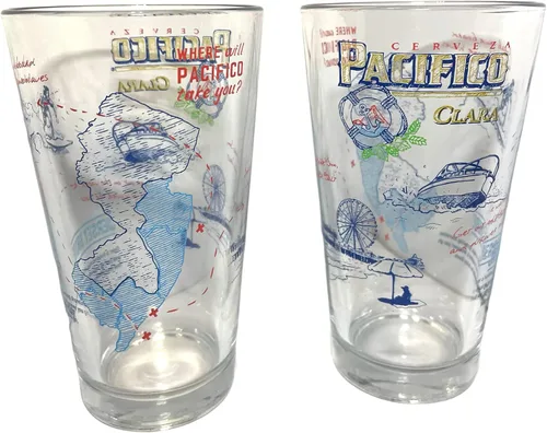 Vista 2 de Pacifico Clara Cerveza Jersey Shore - Juego de 2 vasos de cerveza (2)