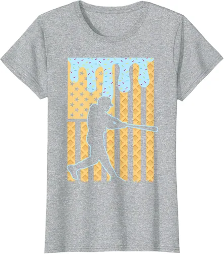 Vista 26 de Camiseta de béisbol Drip Boys Dripping Ice Cream Baseball American Flag, Negro -, Pequeña
