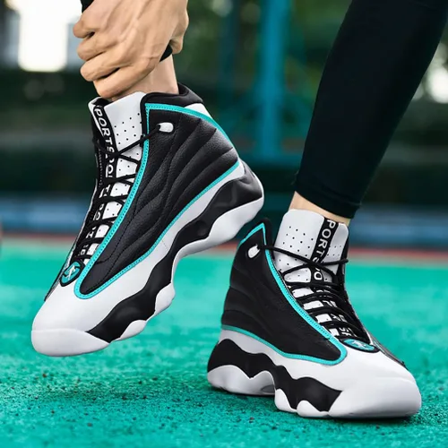 Vista 5 de MODGE Zapatos deportivos de baloncesto de caña alta para hombre, ligeros, transpirables, antideslizantes, que absorben los golpes