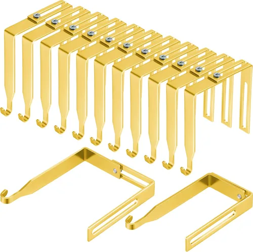 Vista 12 de Amylove 4 ganchos ajustables para cubículos, ganchos universales de metal para cubículos, para colgar puertas, ajustables para adaptarse a paneles